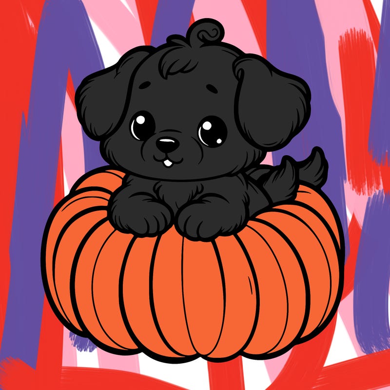 cute little puppy in a pumpkin