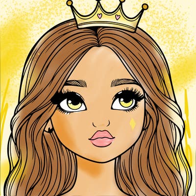 a realistic girl with a crown on