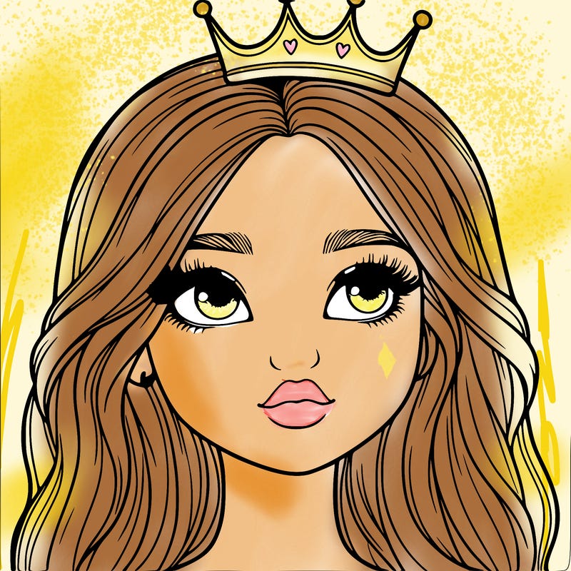 a realistic girl with a crown on