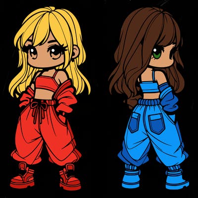 girl in crop top and baggy pants