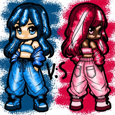 girl in crop top and baggy pants