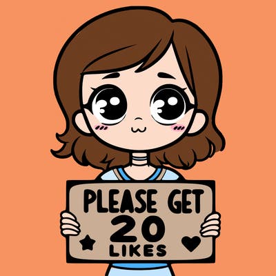 20 girl holding sign that says please get 20 likes
