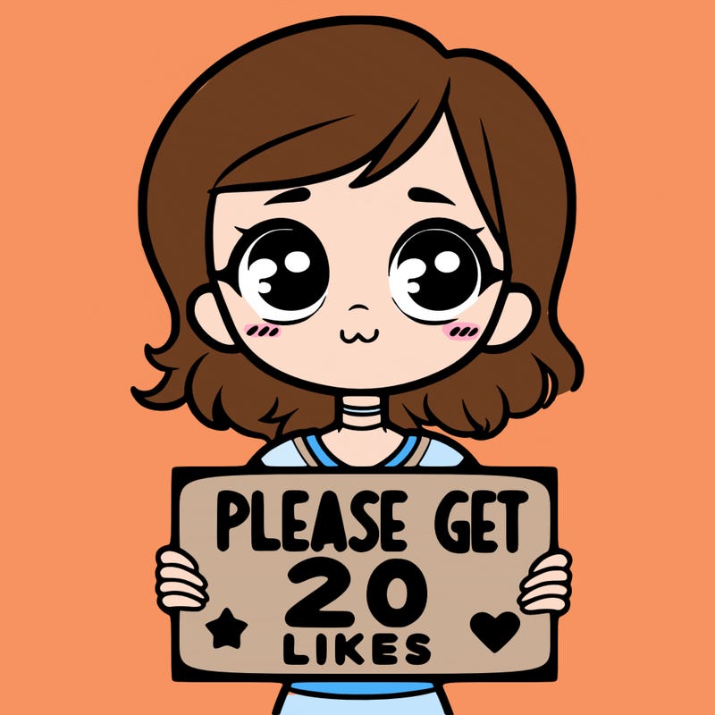 20 girl holding sign that says please get 20 likes