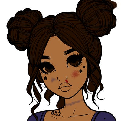realistic girl with space buns
