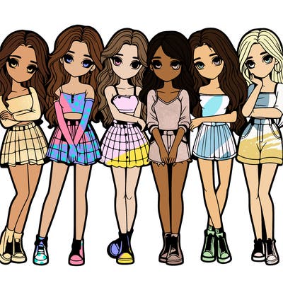 a group of girls realistic