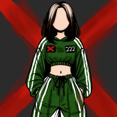 realistic girl faceless with baggy pants and a crop top