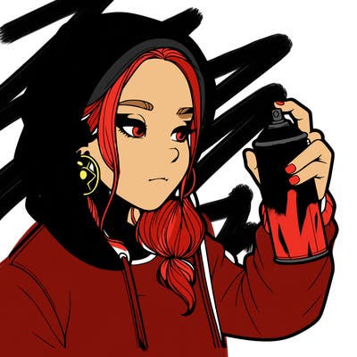 a realistic girl, spray painting