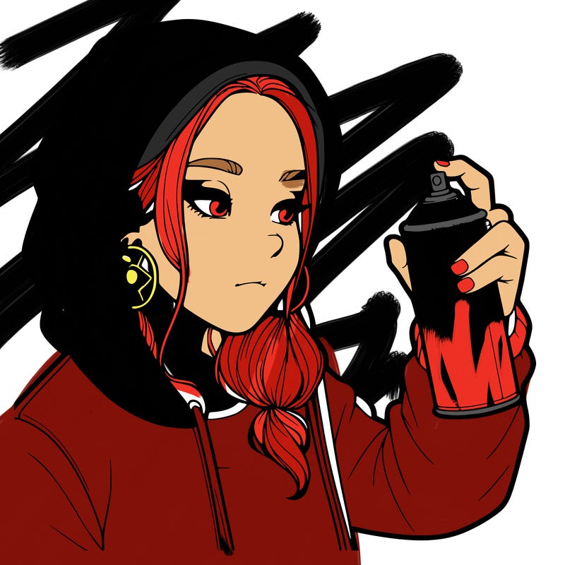 a realistic girl, spray painting