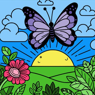 butterfly in a sunset