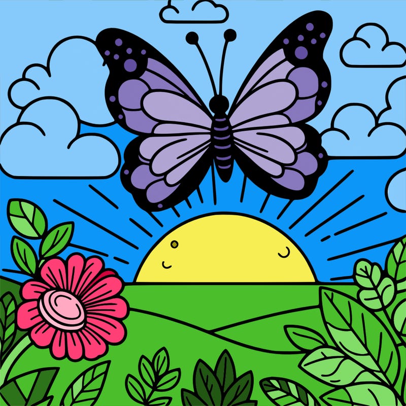 butterfly in a sunset