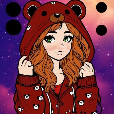 realistic girl in a animal pjs hoodie