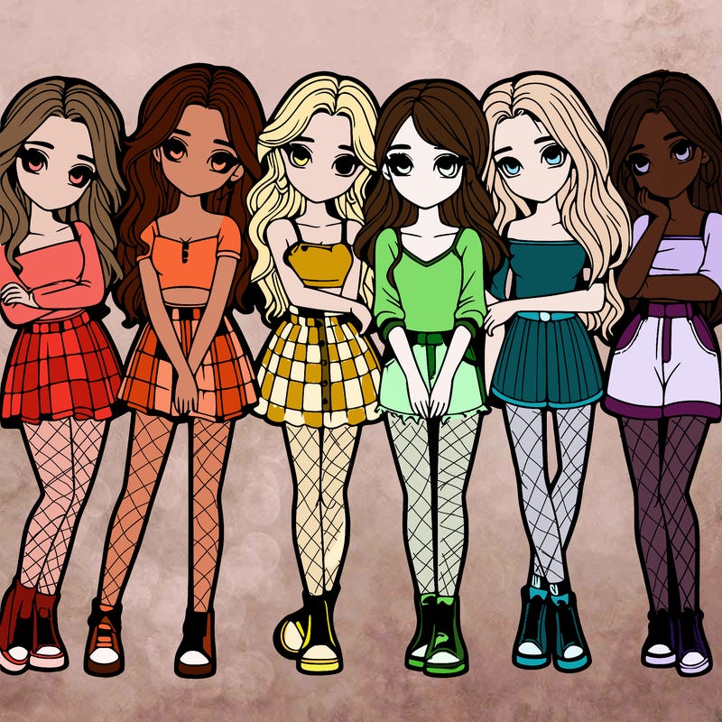 a group of girls realistic