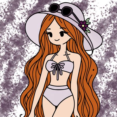a girl in a bikini with long hair