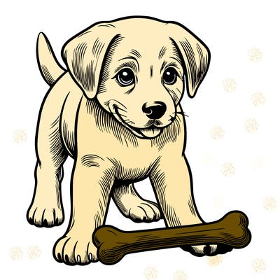 dog with a bone realistic