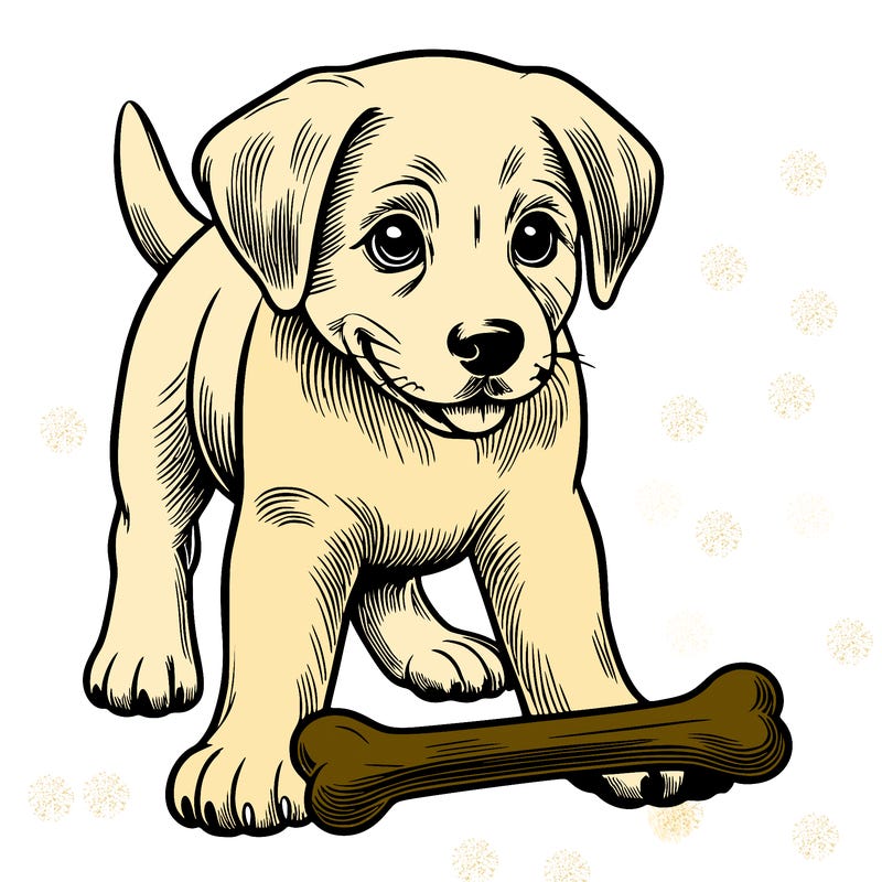 dog with a bone realistic