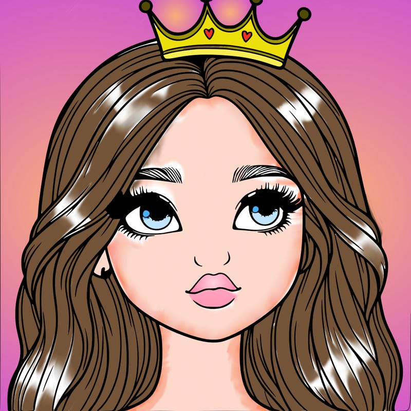 a realistic girl with a crown on