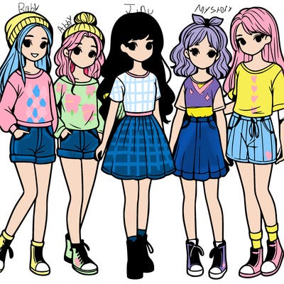 a group of five girls