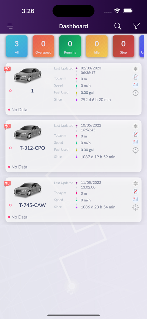 TB Global - Vehicle Tracking - TB Global Dashboard mit Echtzeit-Fahrzeugstatus, Kraftstoffüberwachung und Flottenverfolgungsübersicht