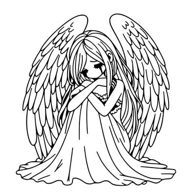 ethereal girl in grief, lonely and heartbroken