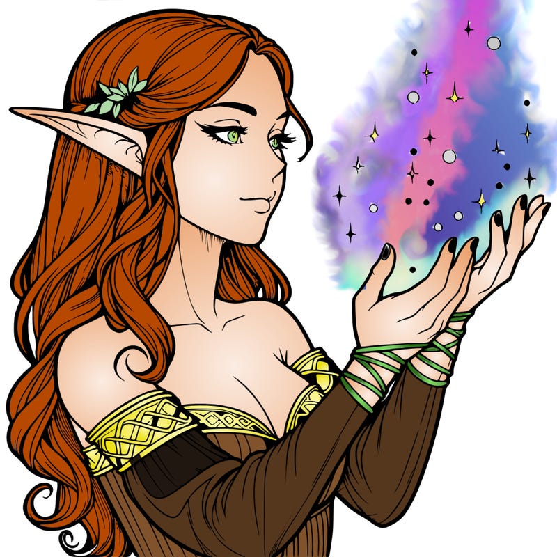 realistic elf girl doing magic