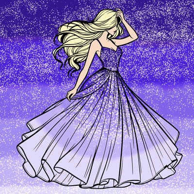 realistic woman with dress flowing in the wind