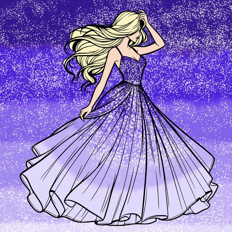 realistic woman with dress flowing in the wind