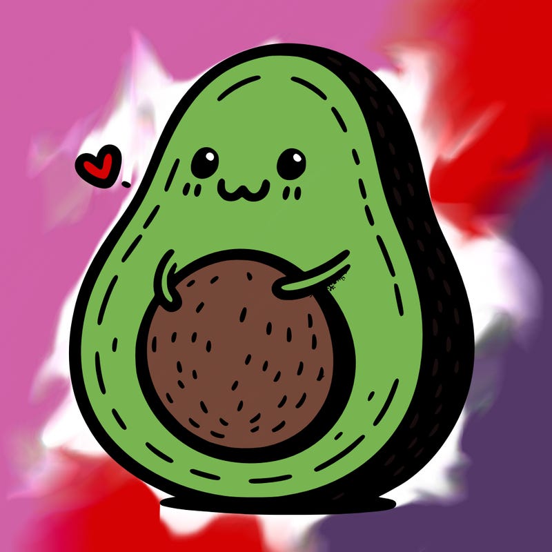 an avocado hugging an avocado