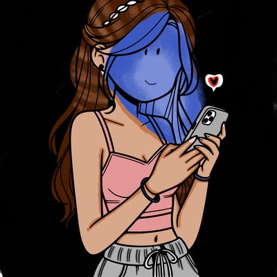 girl with crop top texting on her phone