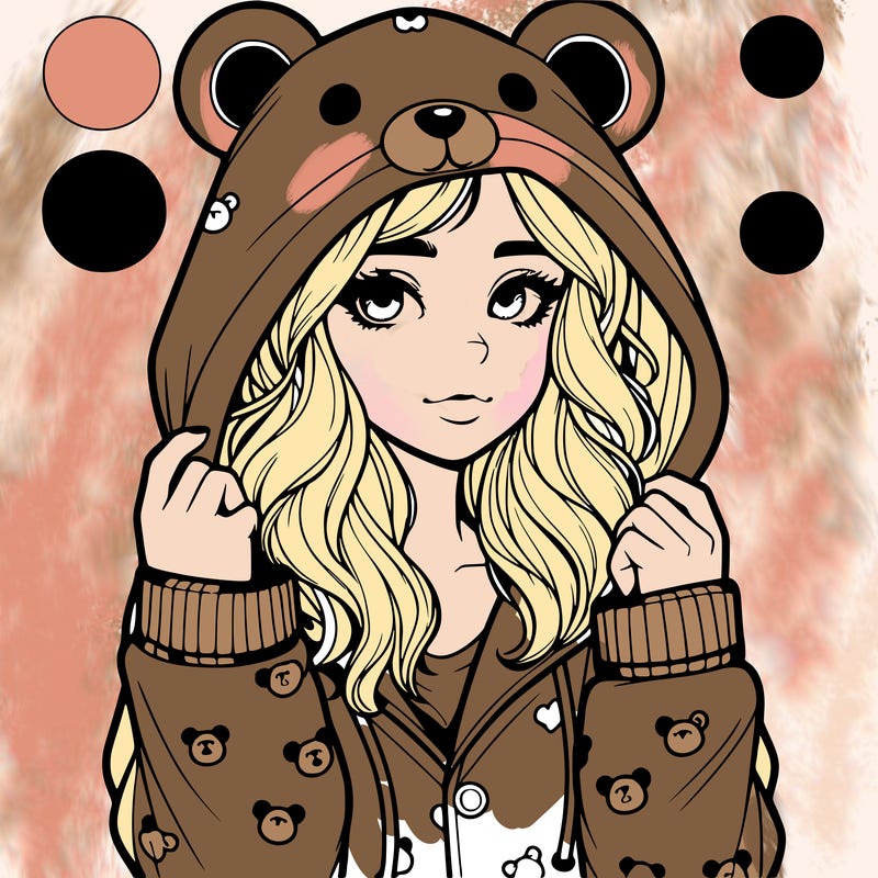 realistic girl in a animal pjs hoodie