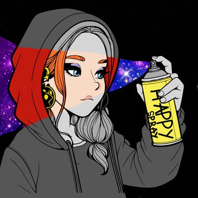 a realistic girl, spray painting