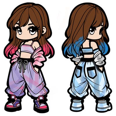 girl in crop top and baggy pants