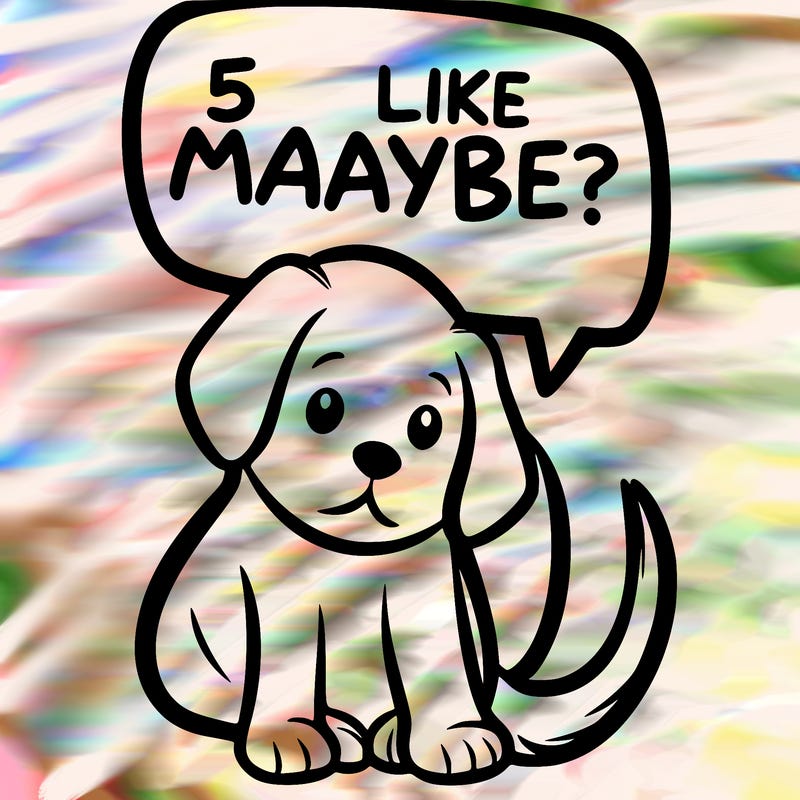 a puppy that says 5 like maybe