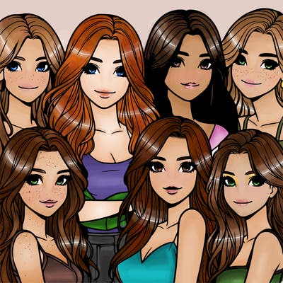 a group of realistic girls