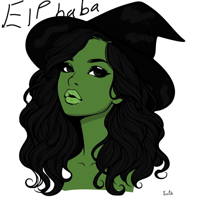 realistic witch girl with wavy hair and lips