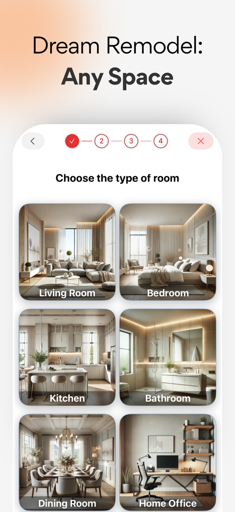 AI Home Design: Interior ARCAI - Escolha o tipo de ambiente para uma reforma dos sonhos no aplicativo de design de casas Arc AI