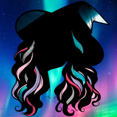 realistic witch girl with wavy hair and lips