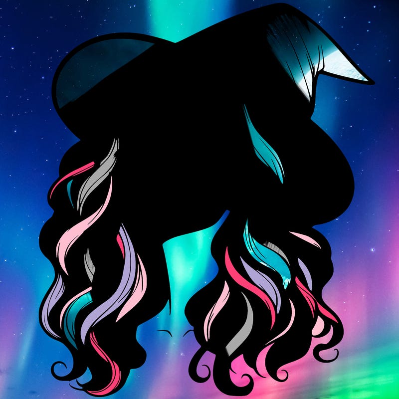 realistic witch girl with wavy hair and lips