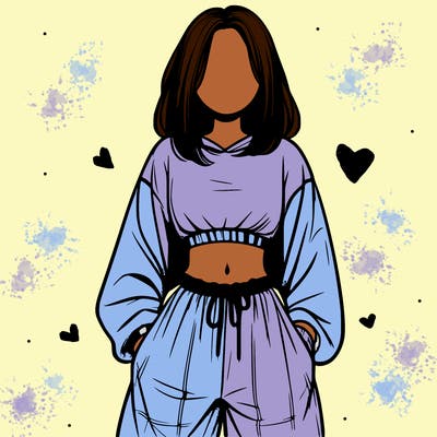 realistic girl faceless with baggy pants and a crop top