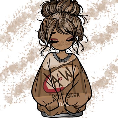 girl with baggy sweatshirt and messy bun