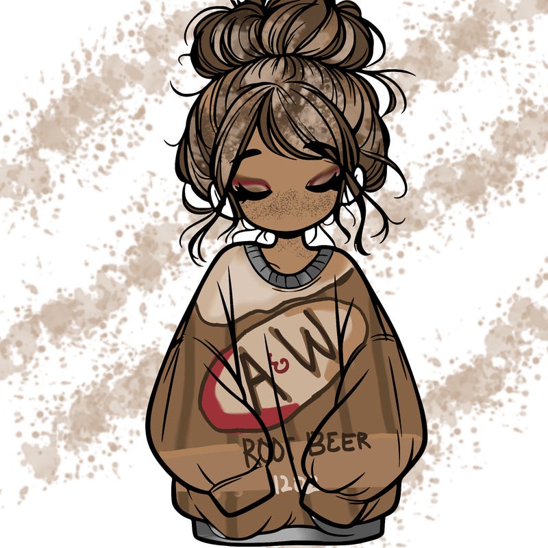 girl with baggy sweatshirt and messy bun