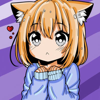 shy anime catgirl