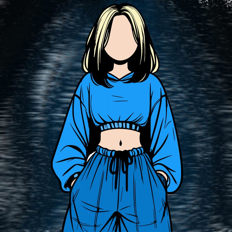 realistic girl faceless with baggy pants and a crop top