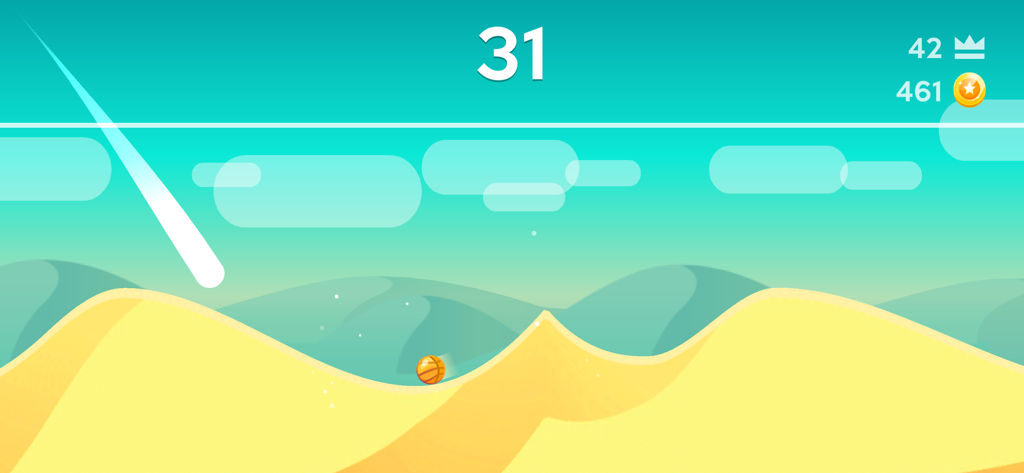 Dune! - Uma bola saltando sobre colinas no jogo móvel Dune