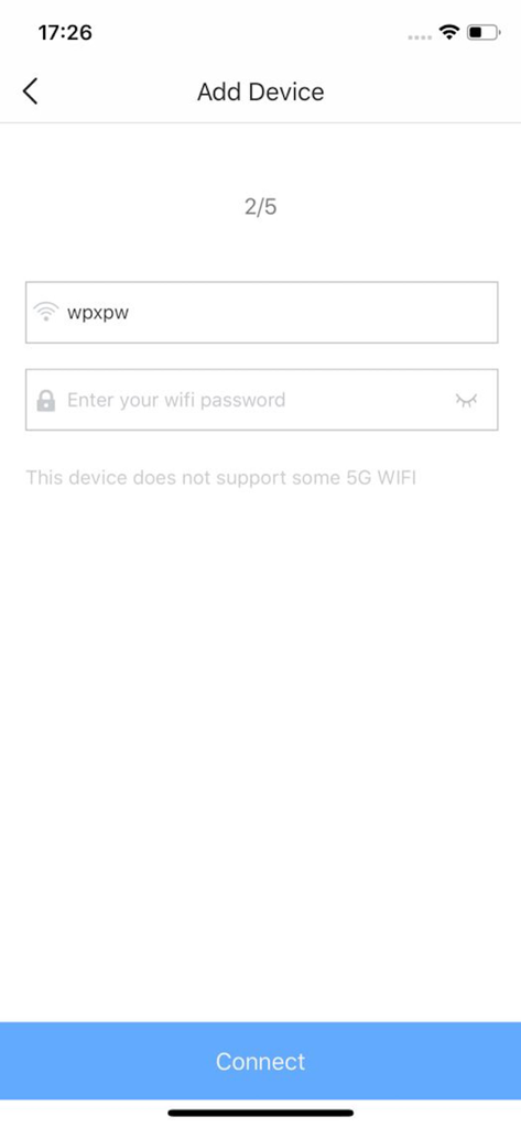 Intelligent AC - A mobile screen showing the wifi connection step for adding a new smart air conditioner device