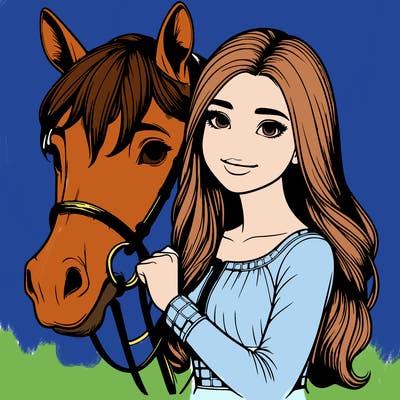 realistic girl with horse