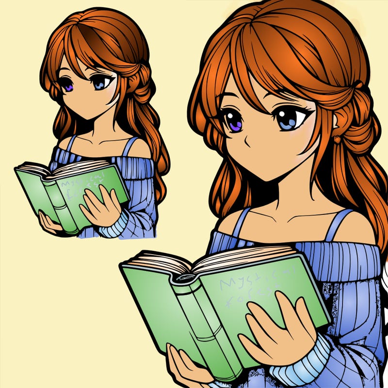 realistic girl reading a book