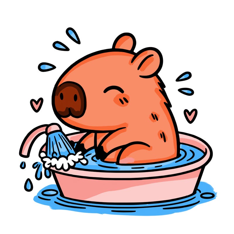 capybara taking a bath