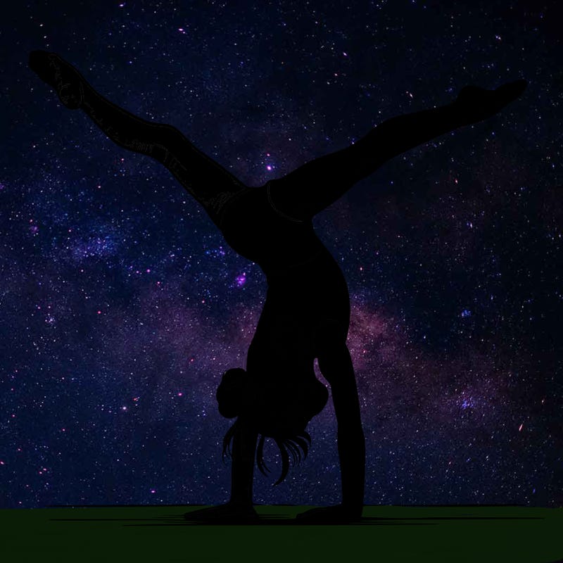 realistic gymnastic hand stand girl in four splits