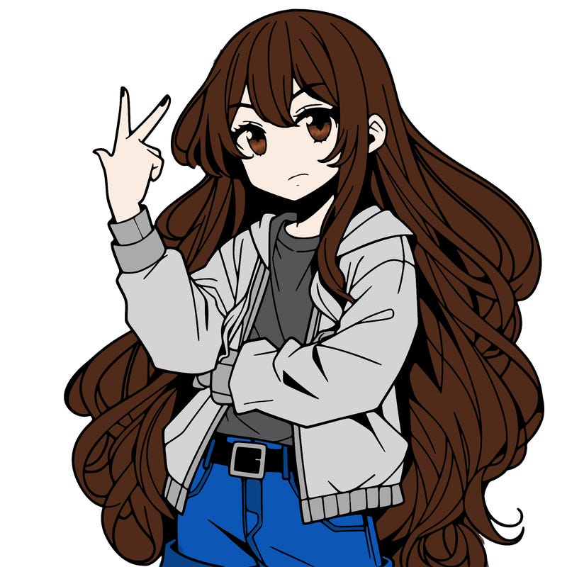 one anime girl with long hair and a cool pose