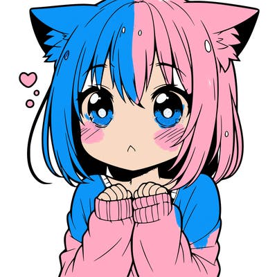shy anime catgirl